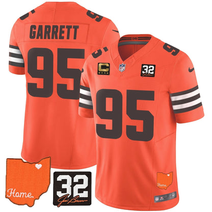 CLE #32 Jim Brown Memorial & Home Patch Vapor Limited Jersey