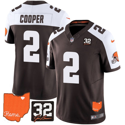 CLE #32 Jim Brown Memorial & Home Patch Vapor Limited Jersey