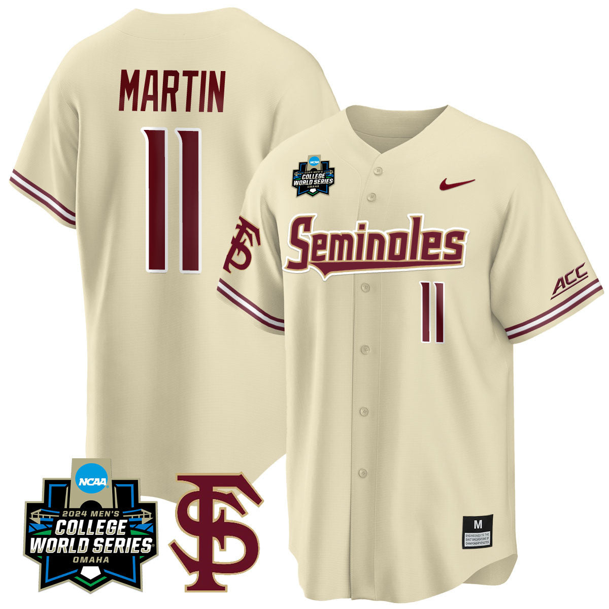 Men's Florida State Seminoles 2024 College World Series Vapor Premier Limited Jersey V1 - All Stitched