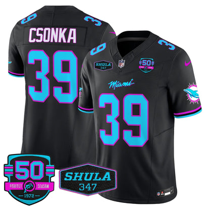 MIA "Miami Vice" Shula 347 & 50th Perfect Season Patch Vapor Limited Jersey