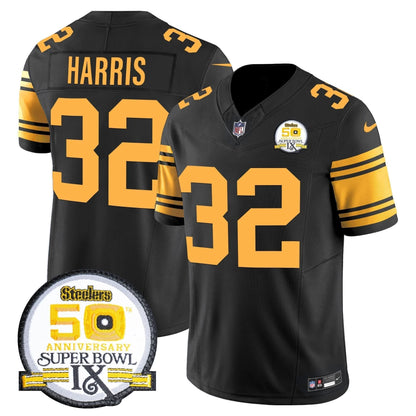 PIT 50th Anniversary Of Super Bowl IX Patch Vapor Limited Jersey