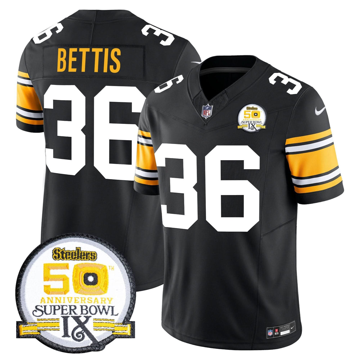 PIT 50th Anniversary Of Super Bowl IX Patch Vapor Limited Jersey