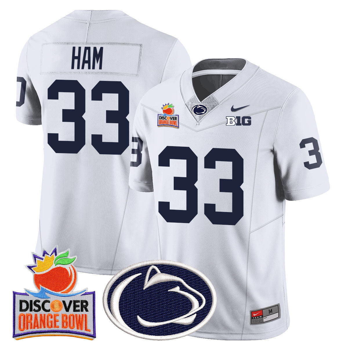 Men's Penn State Nittany Lions 2024 Orange Bowl Jersey N1 - All Stitched