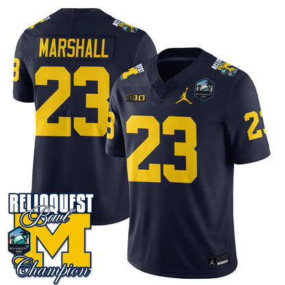 Men's Michigan Wolverines 2024 ReliaQuest Bowl Champions Jersey - All Stitched