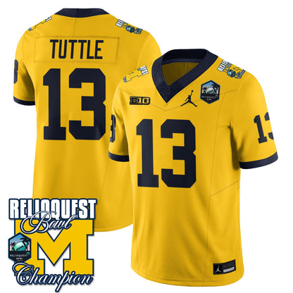 Men's Michigan Wolverines 2024 ReliaQuest Bowl Champions Jersey - All Stitched