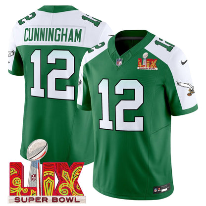 PE Kelly Green Super Bowl LIX Patch Vapor Limited Jersey