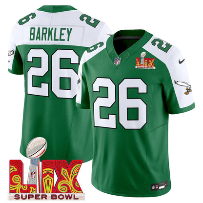 PE Kelly Green Super Bowl LIX Patch Vapor Limited Jersey