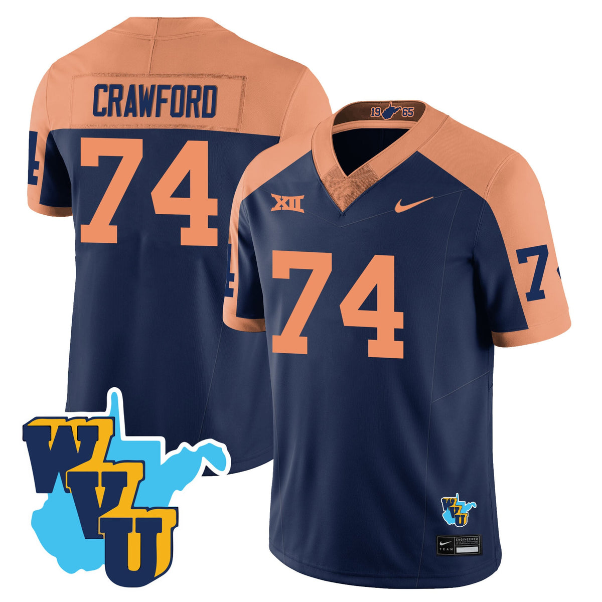 Men's West Virginia Mountaineers 1965-2025 Throwback Jersey - All Stitched