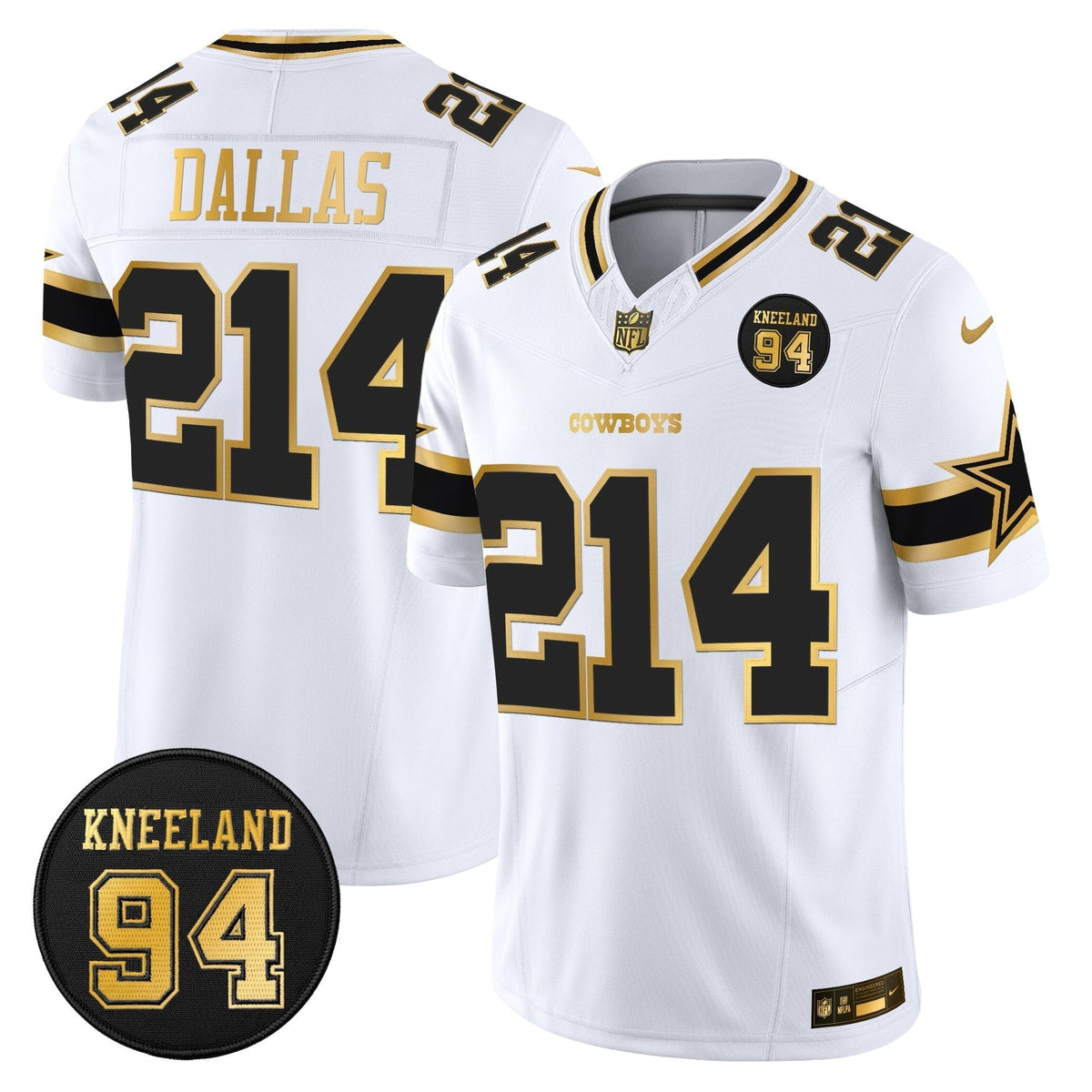 DAL #94 Marshawn Kneeland Memorial Patch Gold Vapor Limited Jersey