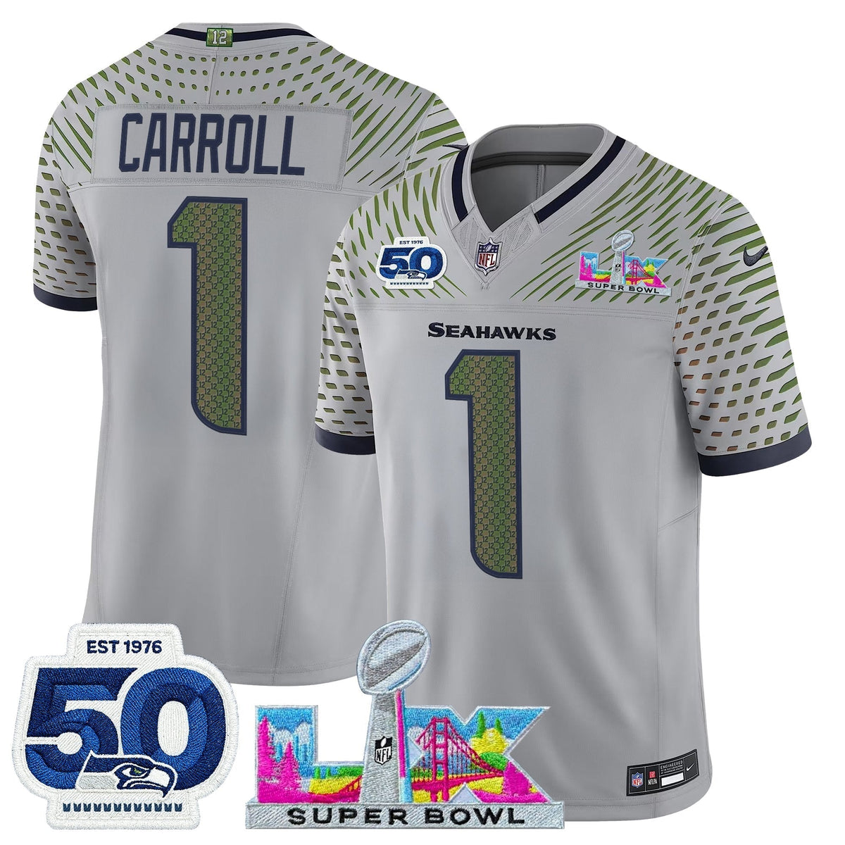SEA "Super Bowl LX & 50th Patch" Vapor Limited Jersey
