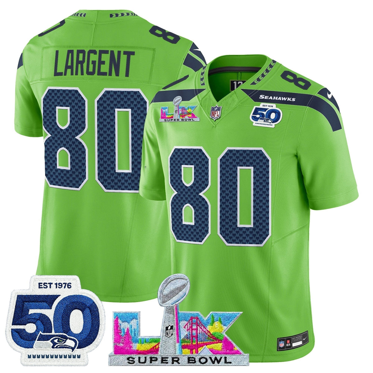 SEA "Super Bowl LX & 50th Patch" Vapor Limited Jersey