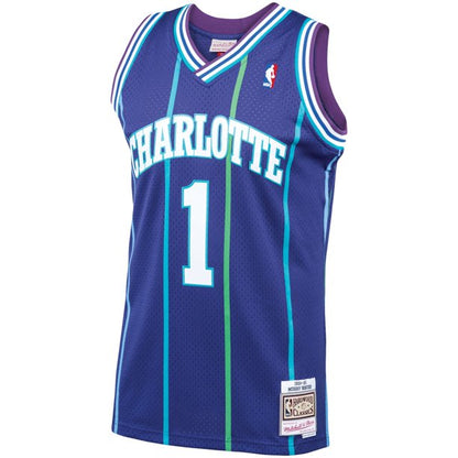 Charlotte Hornets Muggsy Bogues Mitchell & Ness Purple 1994-95 Hardwood Classics Swingman Jersey