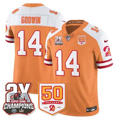 TB 2-Time Champions Patch Throwback Vapor Limited Jersey