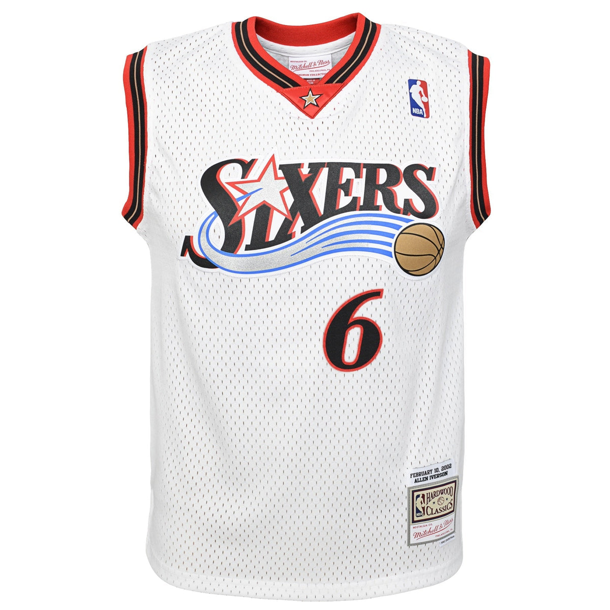Philadelphia 76ers Allen Iverson Mitchell & Ness White 2002 Hardwood Classics Swingman Jersey