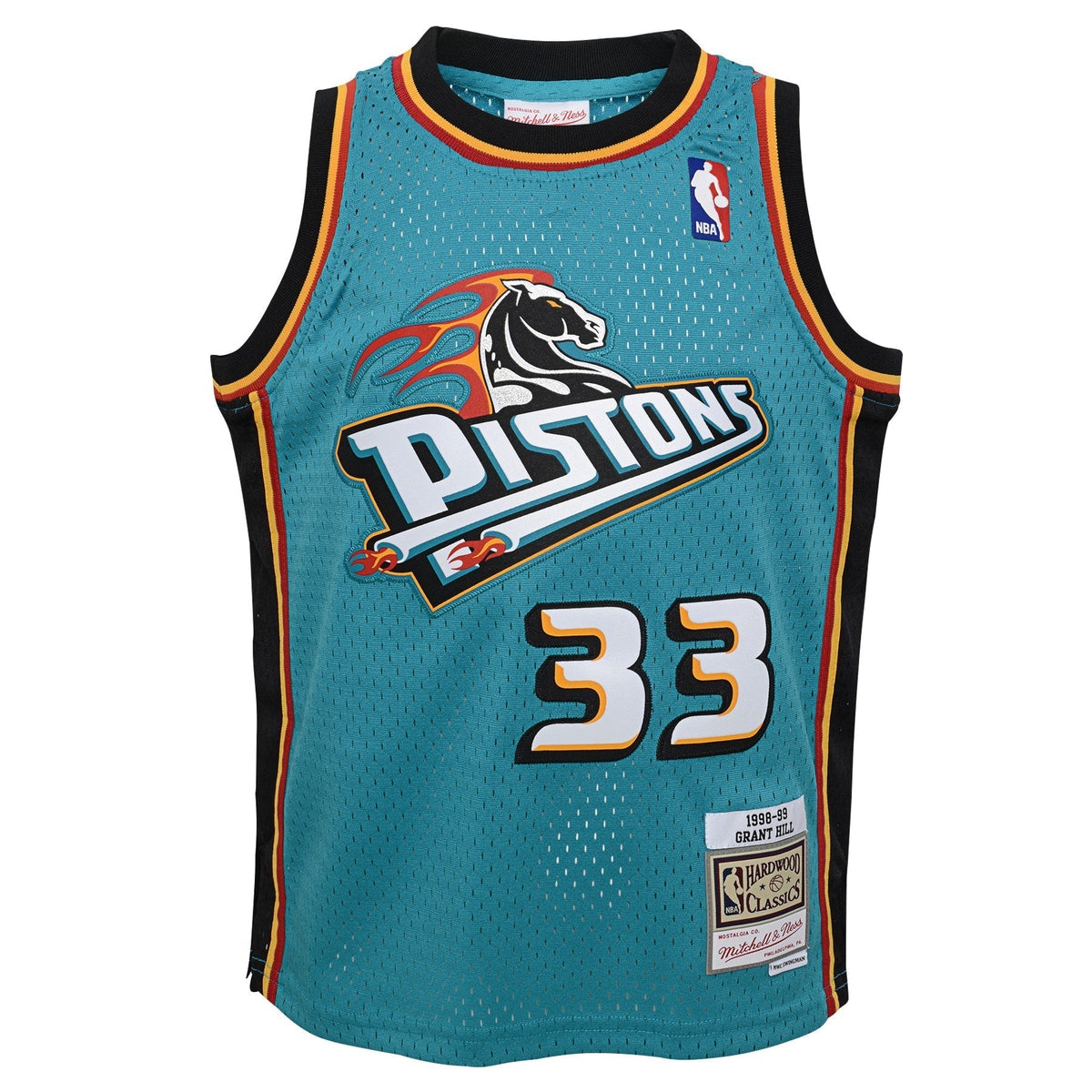 Detroit Pistons Grant Hill Mitchell & Ness Teal 1998-99 Hardwood Classics Swingman Jersey