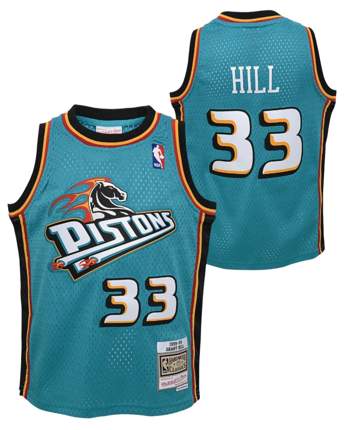 Detroit Pistons Grant Hill Mitchell & Ness Teal 1998-99 Hardwood Classics Swingman Jersey