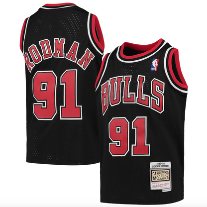 Chicago Bulls Dennis Rodman Mitchell & Ness Black 1997-98 Hardwood Classics Swingman Jersey