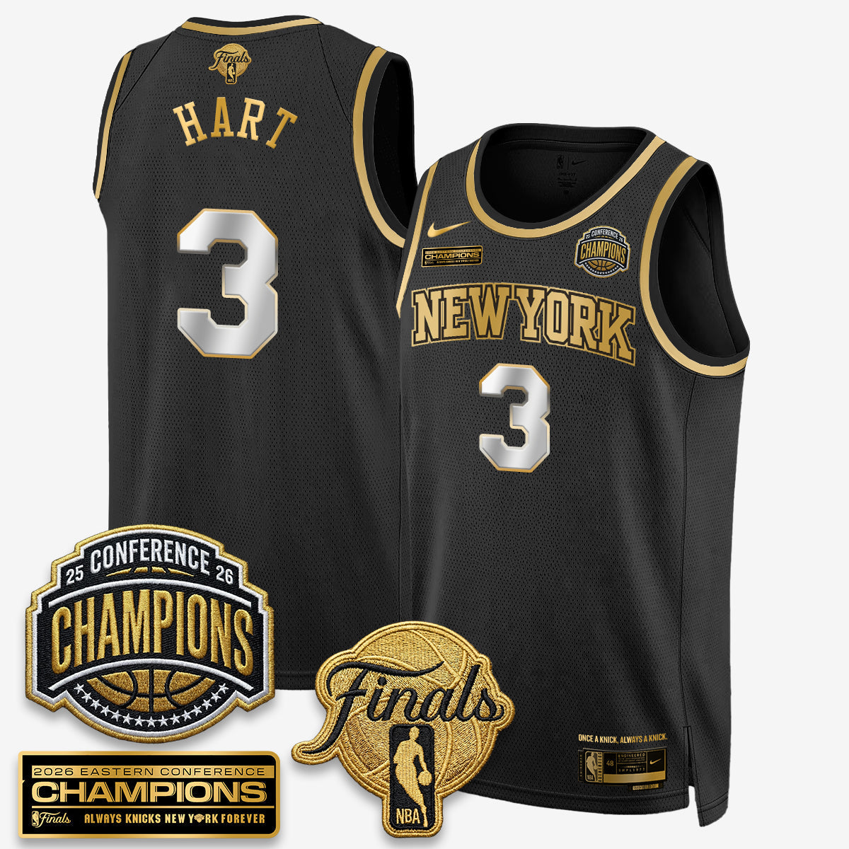 NYK 2026 NBA Eastern Conference Champions Black Gold Edition Jersey - Stitched (Tiktok)