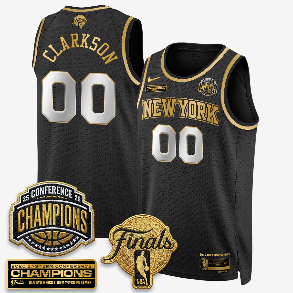 NYK 2026 NBA Eastern Conference Champions Black Gold Edition Jersey - Stitched (Tiktok)