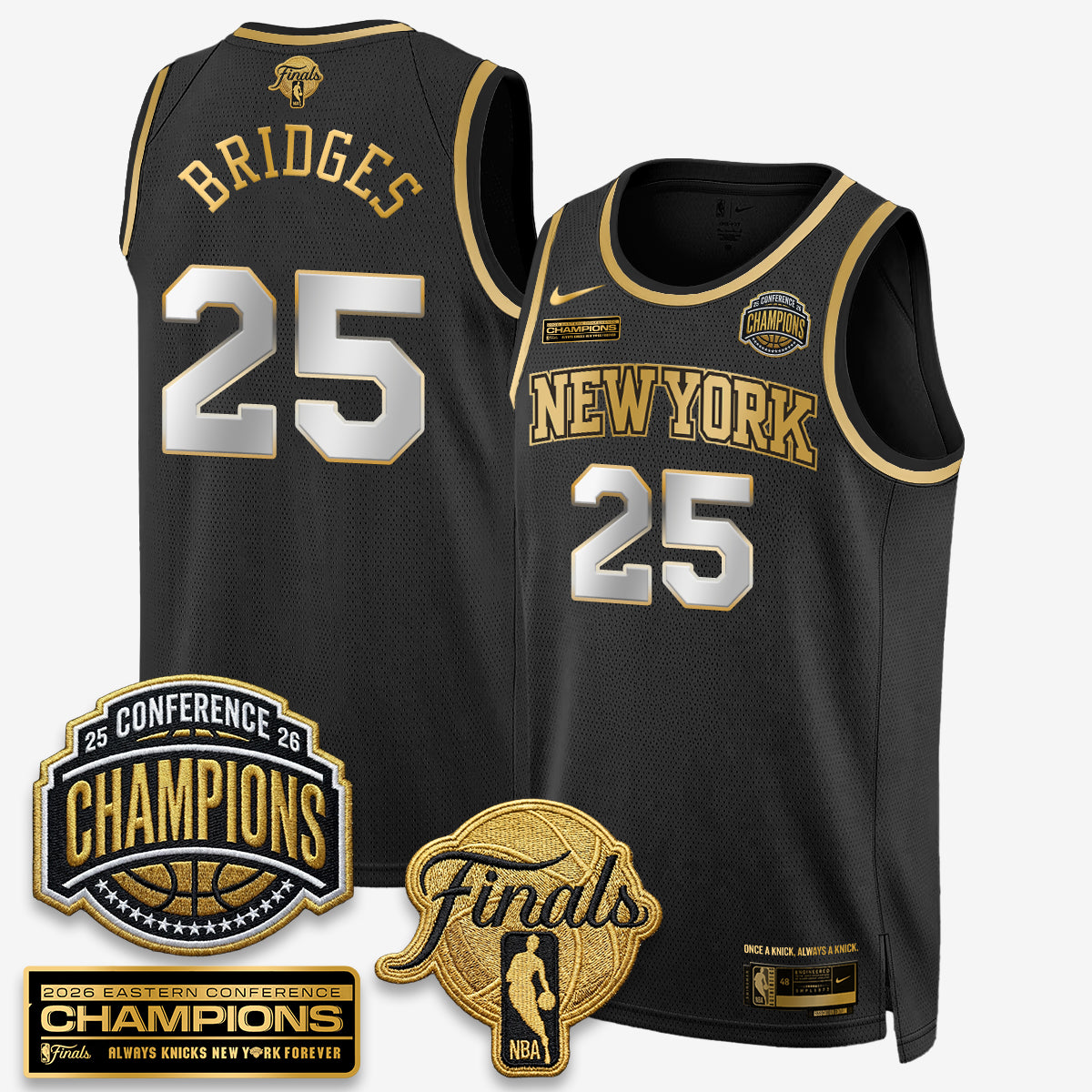 NYK 2026 NBA Eastern Conference Champions Black Gold Edition Jersey - Stitched (Tiktok)