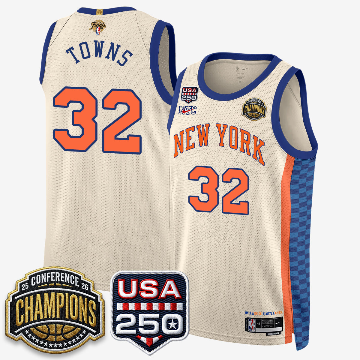 NYK 2026 NBA Eastern Conference Champions City Cream Edition Jersey V2- Stitched