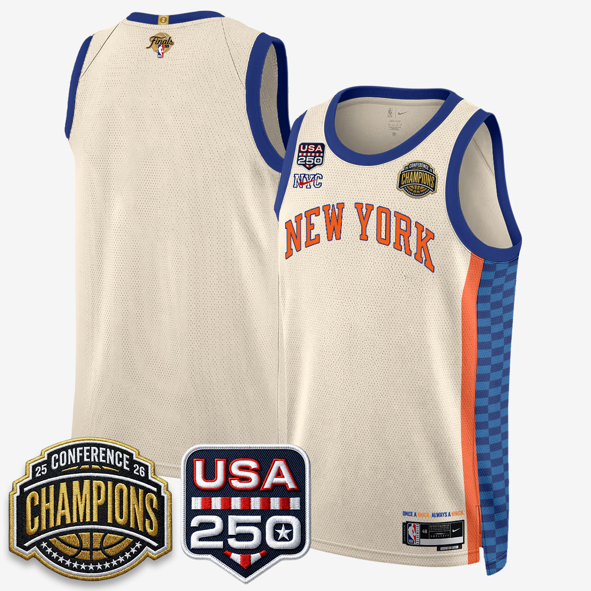 NYK 2026 NBA Eastern Conference Champions City Cream Edition Jersey V2- Stitched