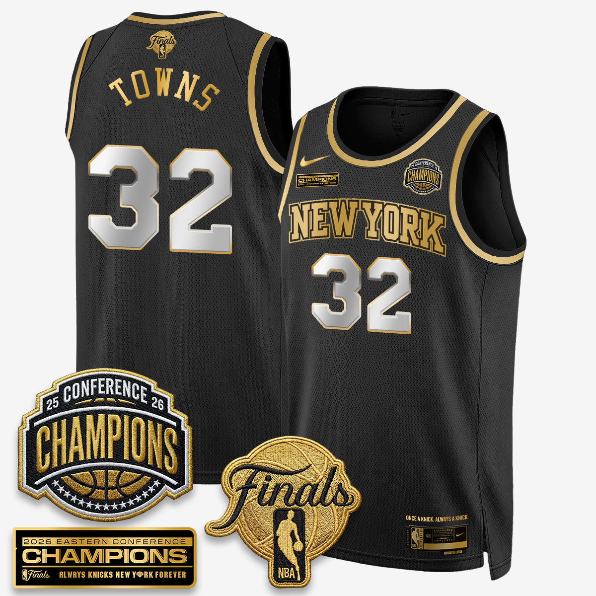 NYK 2026 NBA Eastern Conference Champions Black Gold Edition Jersey - Stitched (2)