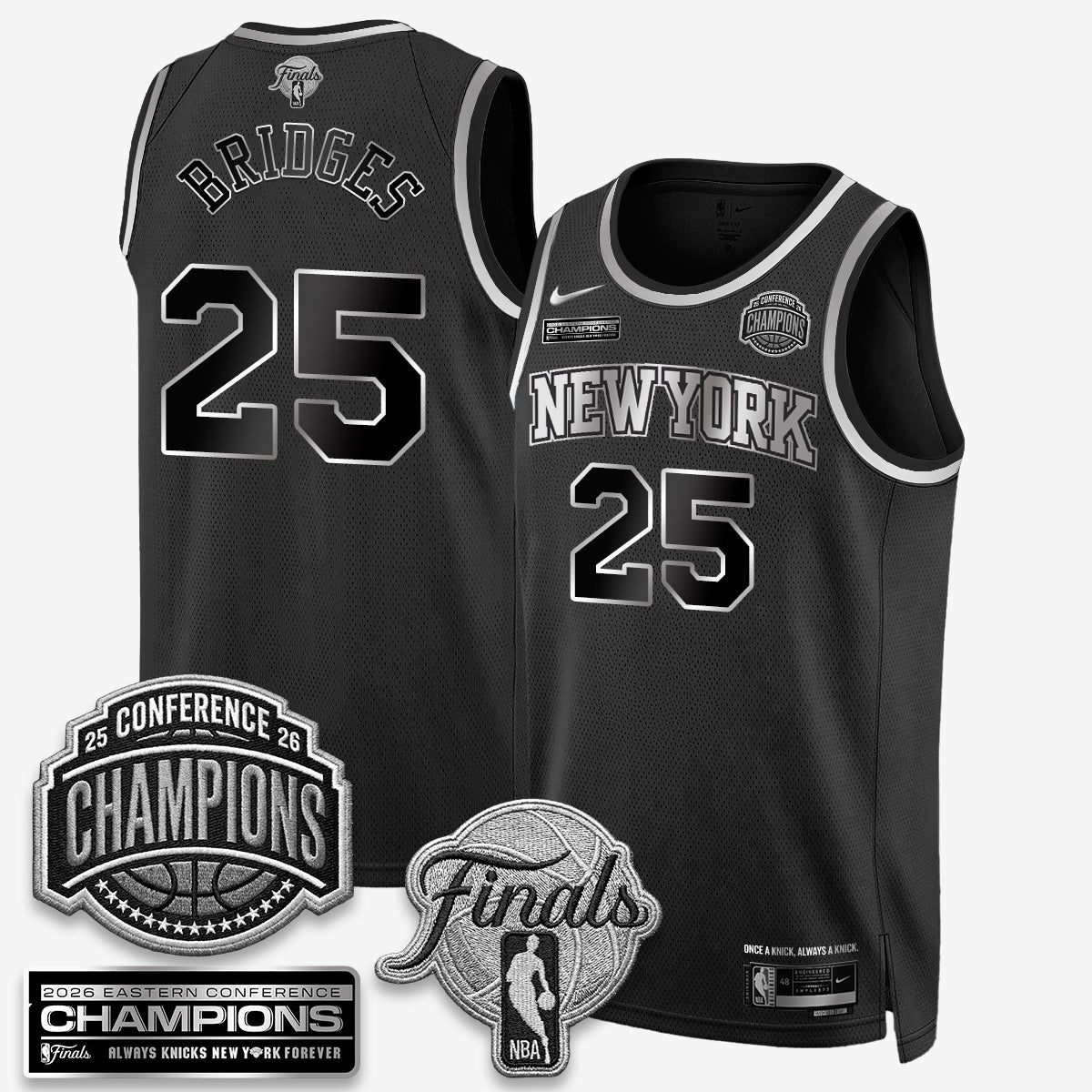 NYK 2026 NBA Eastern Conference Champions Black Gold Edition Jersey - Stitched (Tiktok)