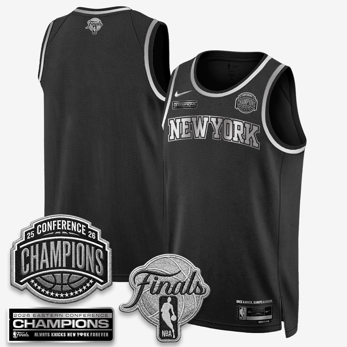 NYK 2026 NBA Eastern Conference Champions Black Gold Edition Jersey - Stitched (Tiktok)