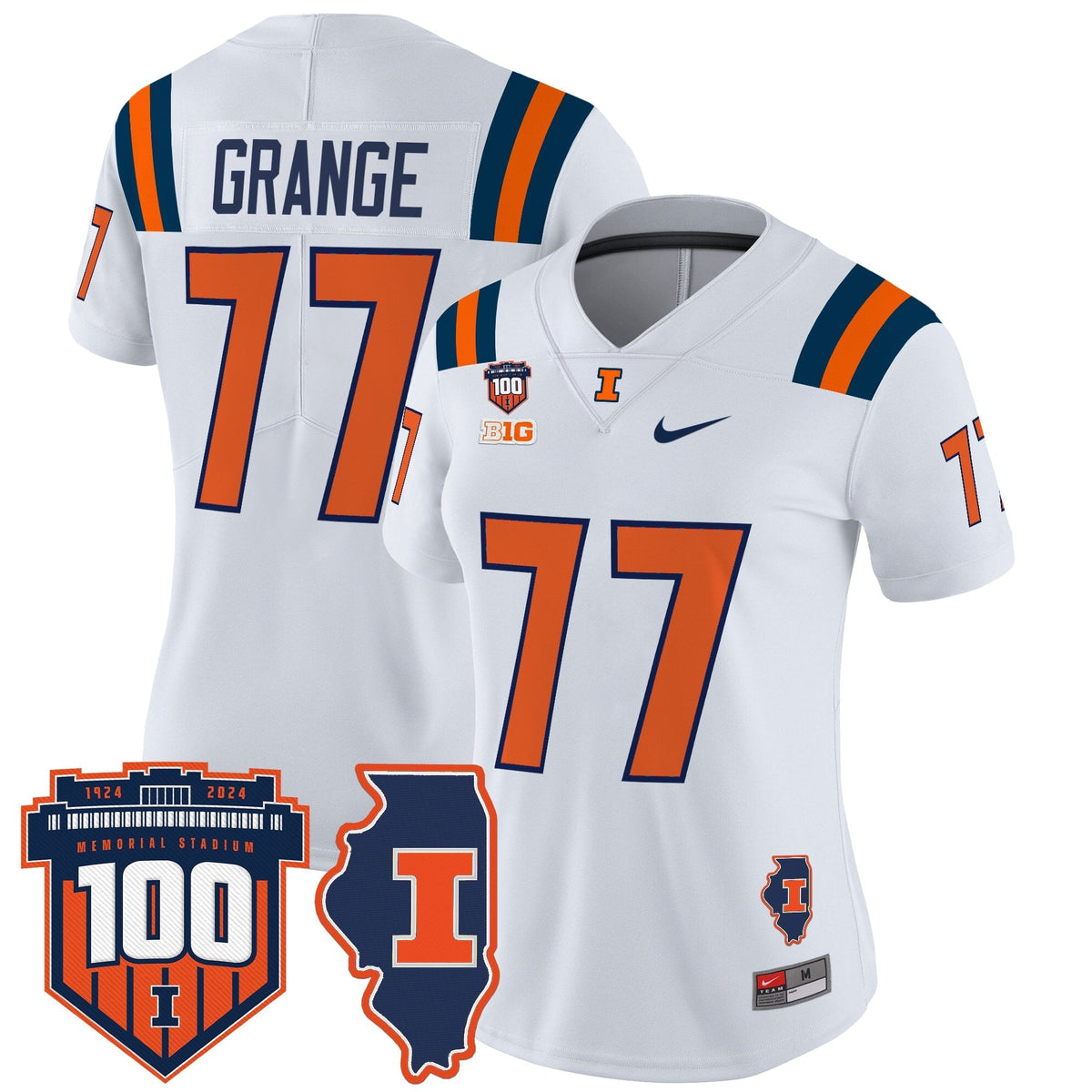 Women's Illinois Fighting Illini 100th Memorial Stadium Patch Vapor Limited Jersey - All Stitched