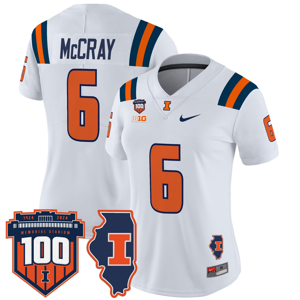 Women's Illinois Fighting Illini 100th Memorial Stadium Patch Vapor Limited Jersey - All Stitched