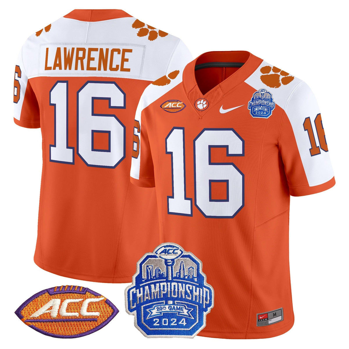 Men's Clemson Tigers 2024 ACC Championship Patch Vapor Limited Jersey - All Stitched