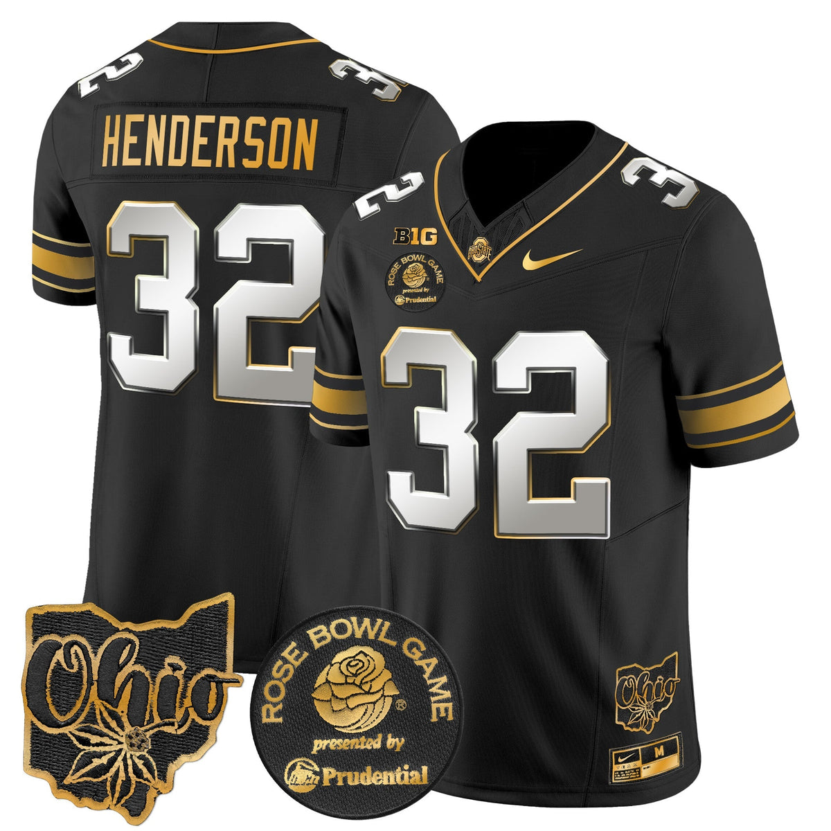 Men's Ohio State Buckeyes Rose Bowl Gold Vapor Limited Jersey - All Stitched