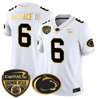 Men's Penn State Nittany Lions Orange Bowl Patch Gold Vapor Limited Jersey V2 - All Stitched