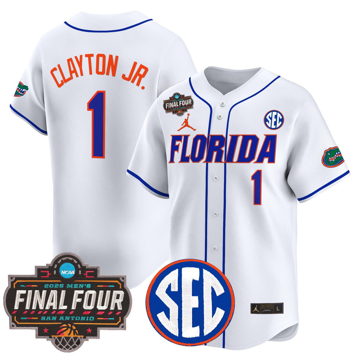 Men's Florida Gators 2025 Final Four Patch Vapor Baseball Jersey - All Stitched