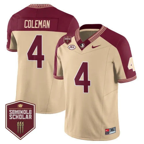 Men’s Florida State Seminoles Football Vapor Gold Jersey – Seminole Scholar – All Stitched