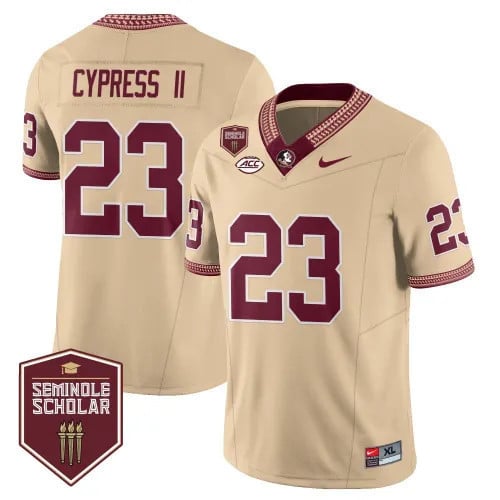 Men’s Florida State Seminoles Football Vapor Gold Jersey – Seminole Scholar – All Stitched