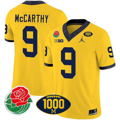 Men's Michigan Wolverines Rose Bowl & 1000 Wins Patch Vapor Jersey - All Stitched
