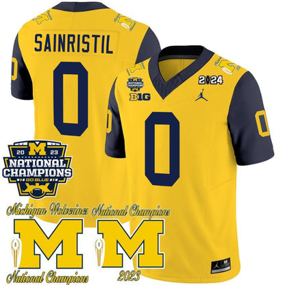 Men's Michigan Wolverines CFP 2023 National Champions Patch Vapor Jersey - All Stitched