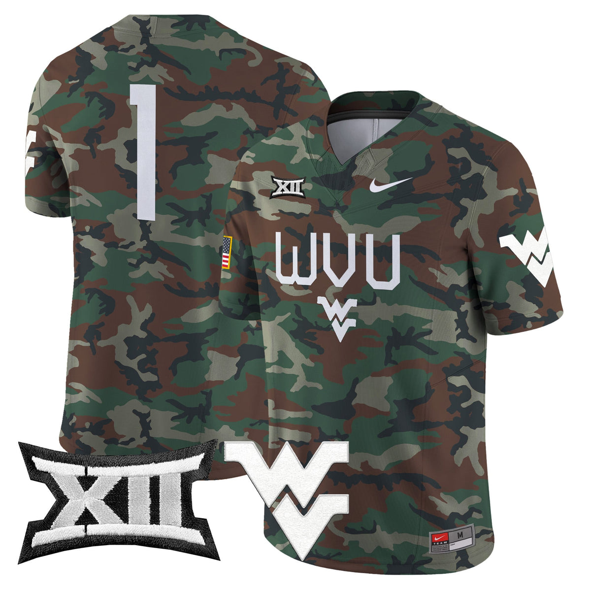 West Virginia Mountaineers 2024 Military Vapor Limited Jersey - All Stitched