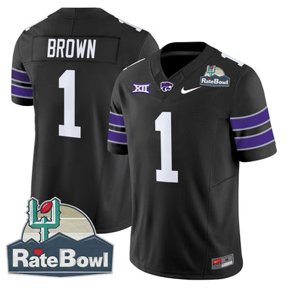 Men's Kansas State Wildcats 2025 Rate Bowl Patch Vapor Limited Jersey - All Stitched