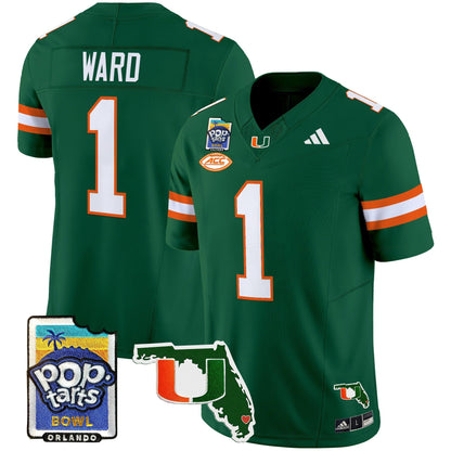 Men's Miami Hurricanes 2025 PopTarts Bowl Patch Vapor Limited Jersey - All Stitched