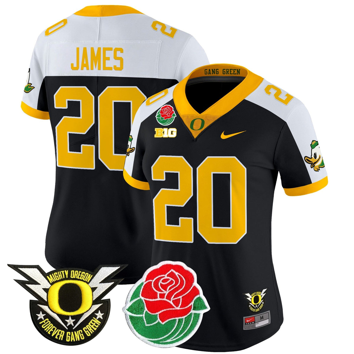 Women's Oregon Ducks 2025 Rose Bowl Game & BIG Patch Vapor Limited Jersey - All Stitched