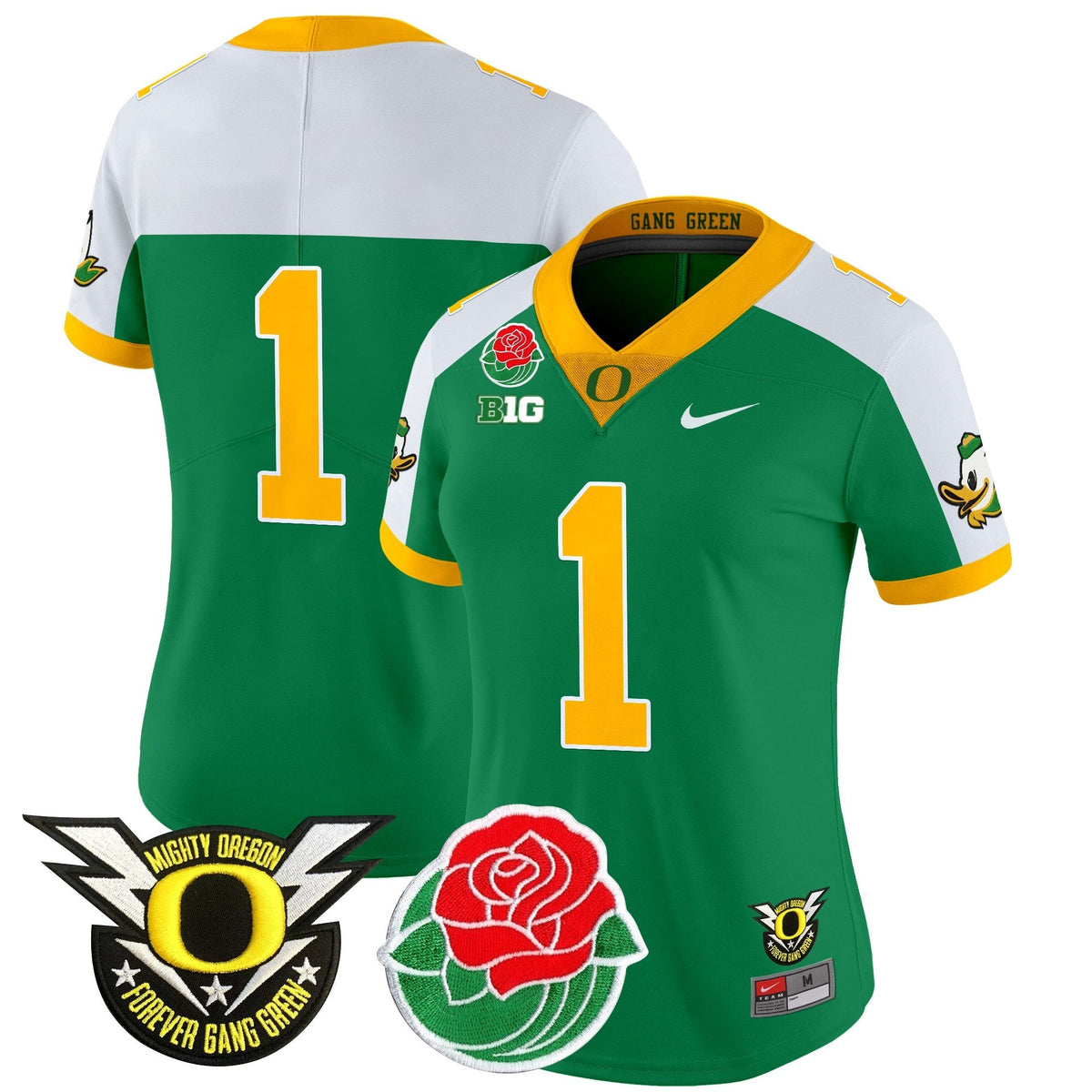 Women's Oregon Ducks 2025 Rose Bowl Game & BIG Patch Vapor Limited Jersey - All Stitched