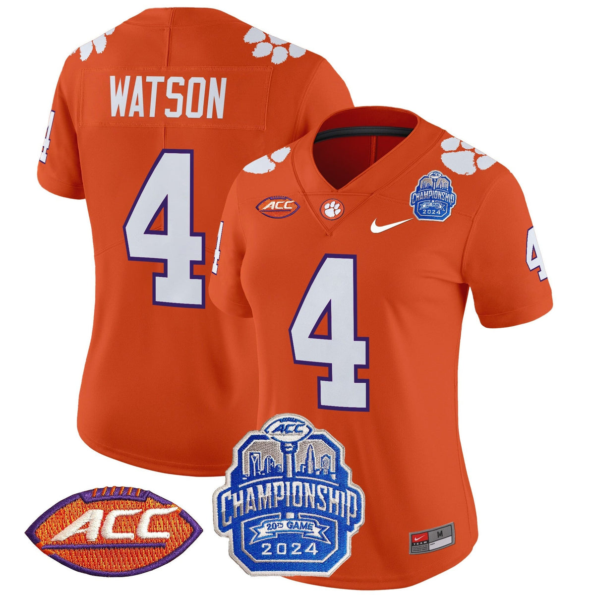 Women's Clemson Tigers 2024 ACC Championship Patch Vapor Limited Jersey - All Stitched