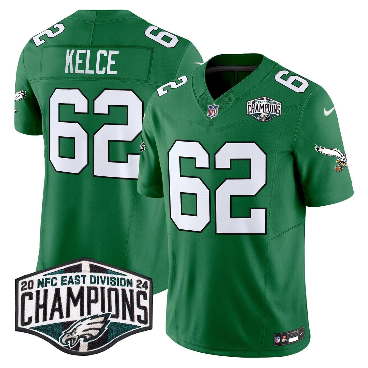 Philadelphia Eagles Kelly Green 2024 NFC East Division Champions Vapor Limited Jersey V2 - All Stitched