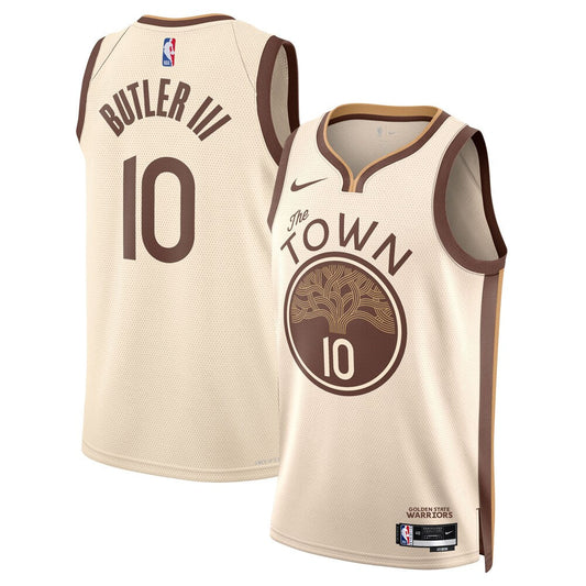 Golden State Warriors 202526 City Edition Swingman Jersey Tan Jimmy Butler Iii Unisex | RTJ13142