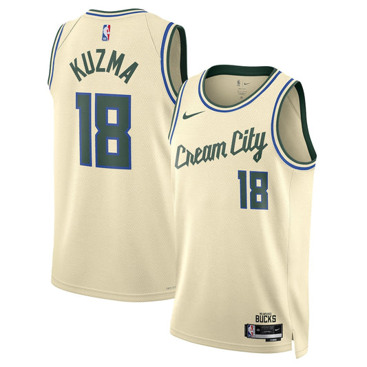 Milwaukee Bucks 202526 City Edition Swingman Jersey Cream Kyle Kuzma Unisex | RTJ13028