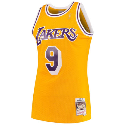 Men's Mitchell & Ness Nick Van Exel Los Angeles Lakers Gold 1996-97 Hardwood Classics Swingman Jersey