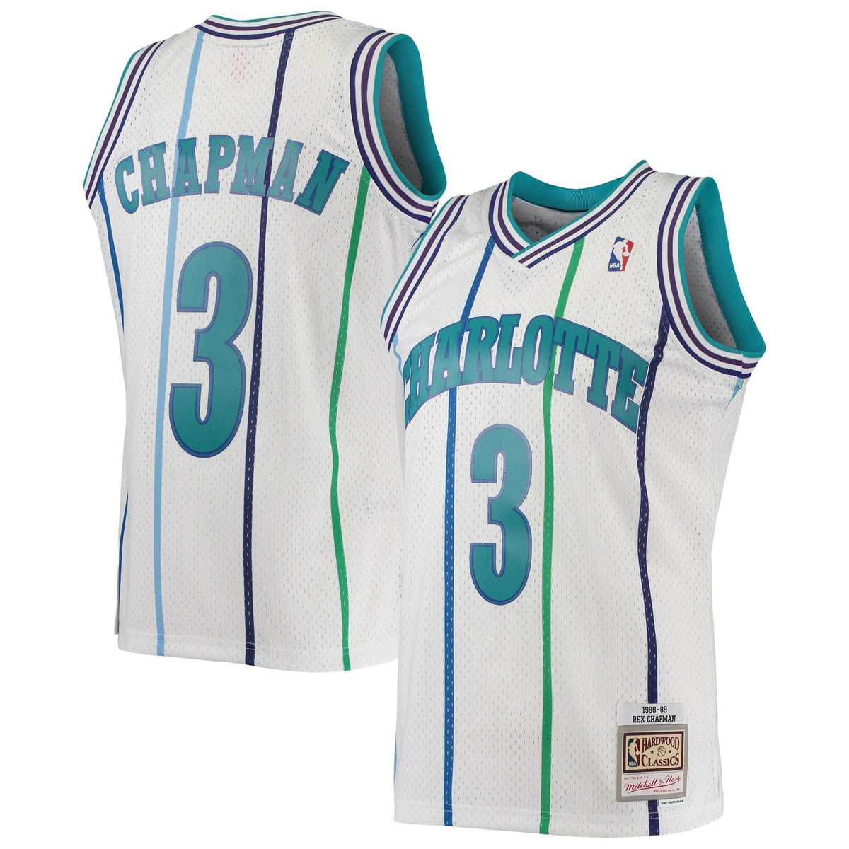 Charlotte Hornets Rex Chapman Mitchell & Ness White 1988-89 Hardwood Classics Swingman Jersey